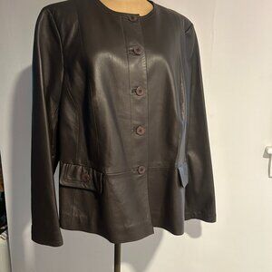 Talbots Chocolate Brown Nappa Leather Jacket